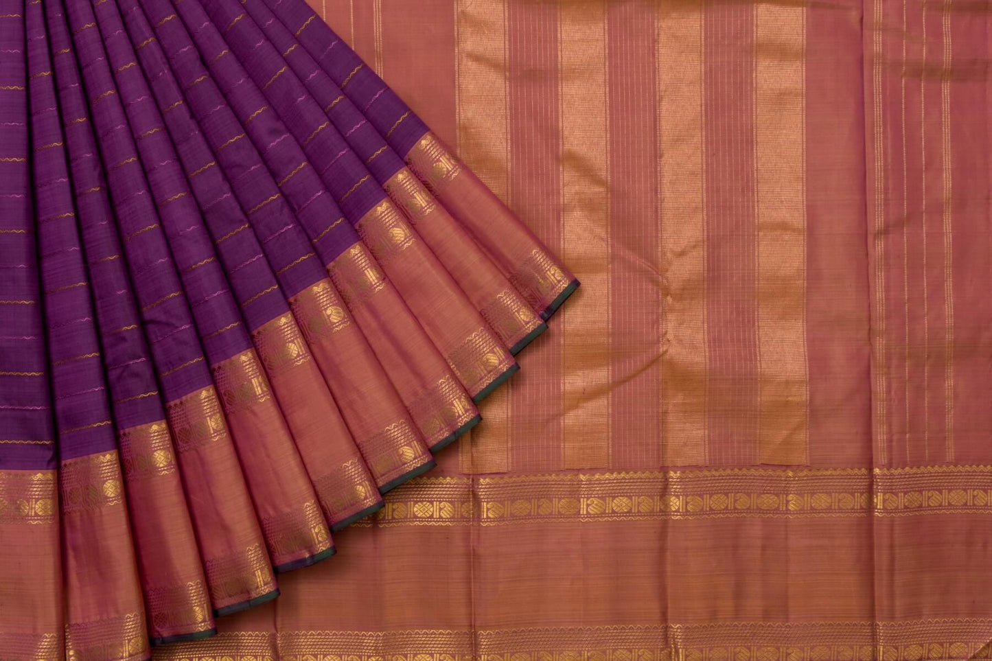 Purple Kanjivaram Silk Saree  with Veldhari SS4823