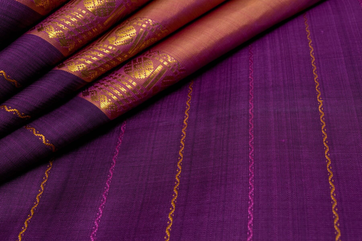 Purple Kanjivaram Silk Saree  with Veldhari SS4823